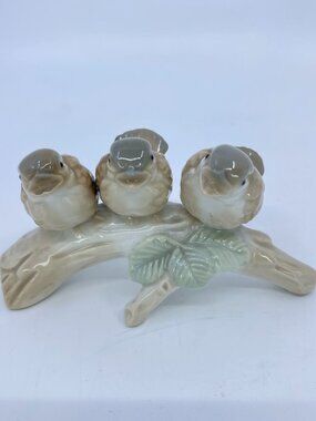 vintage otagiri porcelain three birds on a branch ceramic figurine